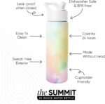 Simple Modern Water Bottle with Straw Lid | Vacuum Insulated Stainless Steel Metal | Reusable Leak Proof BPA-Free Cup for School | Summit Collection | 22oz, Cotton Candy Tie Dye - Image 3