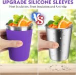 10 Pack Kids Cups with Straws Lids Spill Proof Toddlers Tumbler with Colorful Silicone Sleeves Reusable Kids Stainless Steel Smoothie Cups with Lids for Cold & Hot Drinks -12oz - Image 4