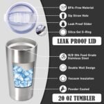 20 oz Tumbler Coffee Travel Tumblers Bulk with Lid Stainless Steel Double Wall Vacuum Insulated Mug Powder Coated Cups fit Car Cupholder for Hot and Cold - Stainless Steel, 1Pack - Image 4