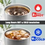 20 oz Tumbler Coffee Travel Tumblers Bulk with Lid Stainless Steel Double Wall Vacuum Insulated Mug Powder Coated Cups fit Car Cupholder for Hot and Cold - Stainless Steel, 1Pack - Image 5