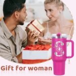 Personalized 40 oz Monogrammed Tumbler with Handle & Flip Straw, 100% Leak Proof stainless steel Insulated Tumbler, Customized Initial Funny Gifts for Women Mom Sisters Coworker, S - Image 8