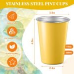 Lallisa 8 Pack Stainless Steel Cups 16 oz Pint Tumbler Colorful Stackable Pint Cups Metal Drinking Glasses for Kids Birthday Adults Coffee Beer Bar Home Travel Outdoor Camping, Unbreakable - Image 3