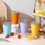 Lallisa 8 Pack Stainless Steel Cups 16 oz Pint Tumbler Colorful Stackable Pint Cups Metal Drinking Glasses for Kids Birthday Adults Coffee Beer Bar Home Travel Outdoor Camping, Unbreakable - Image 4