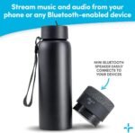 TYLT Smart Water Bottle with Bluetooth Speaker, Wireless Stainless Steel Insulated Travel Tumbler with Flip Straw, Rechargeable, Portable, Double Layered, 24oz (Black) - Image 4