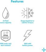 TYLT Smart Water Bottle with Bluetooth Speaker, Wireless Stainless Steel Insulated Travel Tumbler with Flip Straw, Rechargeable, Portable, Double Layered, 24oz (Black) - Image 5