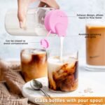 4 Pack 16 Oz Square Glass Milk Bottle with A Silicone Dispenser Cap, Glass Juice Bottles with Airtight Screw Lid, Reusable Drinking Bottles with Capacity Marks, Breastmilk Storage Container - Image 3