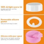 4 Pack 16 Oz Square Glass Milk Bottle with A Silicone Dispenser Cap, Glass Juice Bottles with Airtight Screw Lid, Reusable Drinking Bottles with Capacity Marks, Breastmilk Storage Container - Image 6