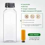 12 Pack, 12 OZ Reusable Plastic Juice Bottles with Caps, Plus 12 Labels & 2 Silicone Funnels - Clear Juicing Bottles for Juice, Smoothies, Ginger, Tea, Coffee - Food Grade & Leakproof Travel Bottles - Image 4