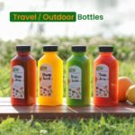 12 Pack, 12 OZ Reusable Plastic Juice Bottles with Caps, Plus 12 Labels & 2 Silicone Funnels - Clear Juicing Bottles for Juice, Smoothies, Ginger, Tea, Coffee - Food Grade & Leakproof Travel Bottles - Image 5