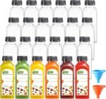 12 Pack, 12 OZ Reusable Plastic Juice Bottles with Caps, Plus 12 Labels & 2 Silicone Funnels - Clear Juicing Bottles for Juice, Smoothies, Ginger, Tea, Coffee - Food Grade & Leakproof Travel Bottles - Image 6