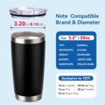 2 Pack 20 oz Tumbler Lids,Replacement Spill Proof Splash Resistant Slider Mug Toppe for Yeti Ramble and More Coffee Mugs,Straw Friendly - Image 4