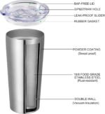 VEGOND 20oz Tumbler Bulk with Lid and Straw 1 Pack, Stainless Steel Vacuum Insulated Tumbler, Double Wall Coffee Cup Travel Mug, Stainless Steel - Image 3