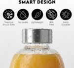 Mont-Clair Kristal Borosilicate Glass Water Bottle 1L with Neoprene Sleeve - Leak Proof + BPA Free - Hot & Cold Drinks - Ideal for Adult, Kids, Travel, Sports, Gym, Running - Black - Image 5