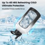 Insulated Water Bottle 64 oz, Triple Wall Vacuum Stainless Steel(Cold for 48 Hrs),Leak Proof & BPA-Free,Half Gallon Water Bottle with Reflective Paracord & Flip Straw for Sports & Travel, Dark Gray - Image 3