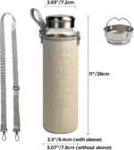 32 oz Glass Water Bottles with Stainless Steel Lid and Sleeve - Borosilicate Glass Sports Water Bottle with Strap for Drinking - Image 4