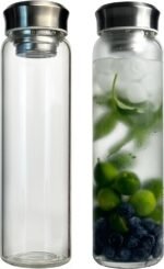 32 oz Glass Water Bottles with Stainless Steel Lid and Sleeve - Borosilicate Glass Sports Water Bottle with Strap for Drinking - Image 5