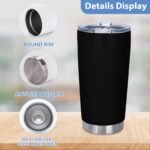 Personalized Photo 20oz Stainless Steel Tumbler,Custom Coffee Tumbler Cups With Lid And Strawstraw Vacuum Insulated With Text Photo Logo Solid Black - Image 4