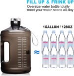 Gallon Big Water Bottle with Handle, 128oz Leakproof BPA Free Fitness Sports Water Bottle with Motivational Time Marker & Wide Mouth Ensure You Drink More Water - Image 3