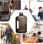 Gallon Big Water Bottle with Handle, 128oz Leakproof BPA Free Fitness Sports Water Bottle with Motivational Time Marker & Wide Mouth Ensure You Drink More Water - Image 5