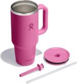 Hydro Flask Travel Tumbler with Handle, Lid and Straw - Insulated Stainless Steel in 40 Oz Reef Pink - Image 3
