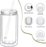 16 Oz Plastic Snow Globe Tumbler with Lid and Straw, 10 Pack Double Wall Pre Drilled Plastic Mason Jar Cups Can for Snow Globe Glitter DIY Gift(Clear) - Image 4