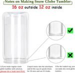 16 Oz Plastic Snow Globe Tumbler with Lid and Straw, 10 Pack Double Wall Pre Drilled Plastic Mason Jar Cups Can for Snow Globe Glitter DIY Gift(Clear) - Image 5
