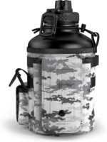 Combat Canteen - 64oz Insulated Water Bottle with Paracord Handle, Stainless Steel Water Jug with Rugged Pockets for Keys, Wallet & Phone - White Digital - Image 3