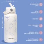 32oz Personalized Cute Ocean Bow Insulated stainless steel water bottles, Double-Wall Vacuum Insulation Design for Home,Gym, Sports, Leakproof Sports Bottle with Straw, Gifts for Girls Woman - Image 3