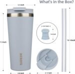 BJPKPK 22oz Stainless Steel Insulated Tumbler With lid And Straw Travel Coffee Thermal Tumblers Cup For Women And Men,Modern Blue - Image 3