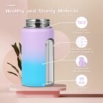 Volhoply 14oz KIds Stainless Steel Insulated Leakproof Water Bottle with Straw Lid and Silicone Boot,BPA-Free Easy Use for Boys&Girls,Double Wall Vacuum Bottles(Lavender Blue,1) - Image 4
