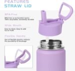 Volhoply 14oz KIds Stainless Steel Insulated Leakproof Water Bottle with Straw Lid and Silicone Boot,BPA-Free Easy Use for Boys&Girls,Double Wall Vacuum Bottles(Lavender Blue,1) - Image 5