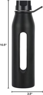 Takeya Glass Water Bottle with Silicone Sleeve and Twist Cap, 22 Ounce, Black - Image 3
