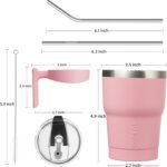 BJPKPK 10oz Tumbler With Handle Insulated Tumbler Cups With Lid And Straw Reusable Stainless Steel Double Wall Travel Mugs,Light Pink - Image 4