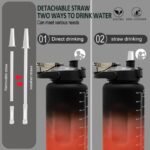 4pcs Water Bottle Set,64oz+28oz+14oz+9oz Large Capacity Sports Fitness Water Bottle,Leak Proof,Straw Inspirational Water Bottle,For Family Camping Outdoor(4pcs Black red) - Image 7