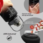 4pcs Water Bottle Set,64oz+28oz+14oz+9oz Large Capacity Sports Fitness Water Bottle,Leak Proof,Straw Inspirational Water Bottle,For Family Camping Outdoor(4pcs Black red) - Image 8