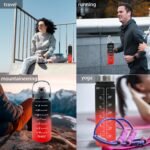 4pcs Water Bottle Set,64oz+28oz+14oz+9oz Large Capacity Sports Fitness Water Bottle,Leak Proof,Straw Inspirational Water Bottle,For Family Camping Outdoor(4pcs Black red) - Image 9