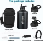 Insulated Water Bottle 128 oz, Triple Wall Vacuum Stainless Steel(Cold for 48 Hrs),Leak Proof & BPA-Free,Half Gallon Water Bottle with Reflective Paracord & Flip Straw for Sports & Travel, Black - Image 7