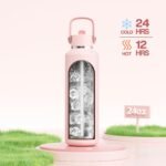 POWCAN 24 oz Water Bottle Insulated: Leakproof, Keep Cold 24H, Car Cupholder Friendly, Top Handle, Lightweight, Metal Water Bottle with Straw for Outdoors, Trip, Fitness, Gift, Running (Cotton Candy) - Image 3