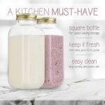 kitchentoolz 32oz Square Glass Milk Bottle with Metal Airtight Lids -1 Quart Milk Jars with Lids for Fridge - Reusable Milk Jugs, Yogurt, Smoothies, Kefir, Kombucha, Water - Image 4