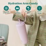 REDUCE Halo 32 oz Stainless Steel Vacuum Insulated Tumbler - Spill Proof Travel Mug with Flip Handle Lid - Keeps Drinks Cold for 32 Hrs - Dishwasher Safe - Cupholder Friendly - Dragon Fruit - Image 4