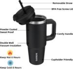 BJPKPK 30oz Stainless Steel Insulated Tumbler With Handle And Lid Straw Travel Coffee Mug Thermal Cup,Black - Image 3