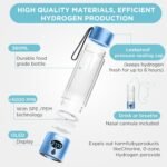 Aiwaylar Hydrogen Water Bottle - Portable, Rechargeable, LED Timer,3 Work Mode, Aluminum and Glass,360ML,Hydrogen Water Ionizer Machine with PEM/SPE Technology, Suitable for Office,Home,Gym Outdoor - Image 3