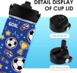 Soccer Gifts for Kids - 16 Oz Kids Water Bottle with Straw Lid, Stainless Steel Insulated Tumbler, Leak Proof, BPA-Free, for Girls, School, Travel - Soccer Lovers Children Birthday Gifts Cups(1pc) - Image 5