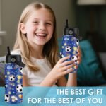 Soccer Gifts for Kids - 16 Oz Kids Water Bottle with Straw Lid, Stainless Steel Insulated Tumbler, Leak Proof, BPA-Free, for Girls, School, Travel - Soccer Lovers Children Birthday Gifts Cups(1pc) - Image 7