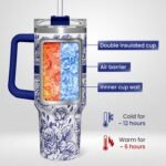 Personalized Tumbler with Handle 40oz, Monogrammed Tumbler with Letter Q, Initial Gifts for Women Girls, Insulated Coffee Cup with Straw, Custom Gift for Birthday Christmas Mothers Day - Image 5