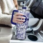 Personalized Tumbler with Handle 40oz, Monogrammed Tumbler with Letter Q, Initial Gifts for Women Girls, Insulated Coffee Cup with Straw, Custom Gift for Birthday Christmas Mothers Day - Image 8