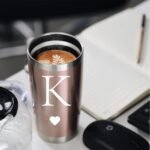 Personalized Initial Gifts 20 Ounces Stainless Steel Travel Car Tumbler Rose Gold Insulted Mug Wedding Bridesmaid Birthday Graduation Gift for Men Women Monogrammed Gift (K) - Image 5