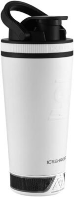 Ice Shaker X Bumpboxx Stainless Steel Shaker Bottle, White, Protein Shaker Bottle with Twist-on Bumpboxx Bluetooth Speaker, Leak-Proof Water Bottle Keeps Drinks Ice-Cold for Hours - Image 3