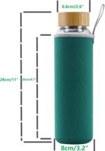 sunkey Glass Water Bottle 32 oz Wide Mouth with Sleeve Bamboo Lid Motivational Water Bottle With Time Marker Reusable Safe for Hot Cold Drinks Bpa Free (Green) - Image 3