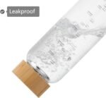 sunkey Glass Water Bottle 32 oz Wide Mouth with Sleeve Bamboo Lid Motivational Water Bottle With Time Marker Reusable Safe for Hot Cold Drinks Bpa Free (Green) - Image 5